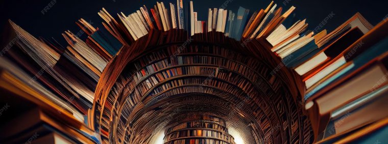 A neatly stacked pile of books on a wooden table, symbolizing the endless pursuit of knowledge and curiosity