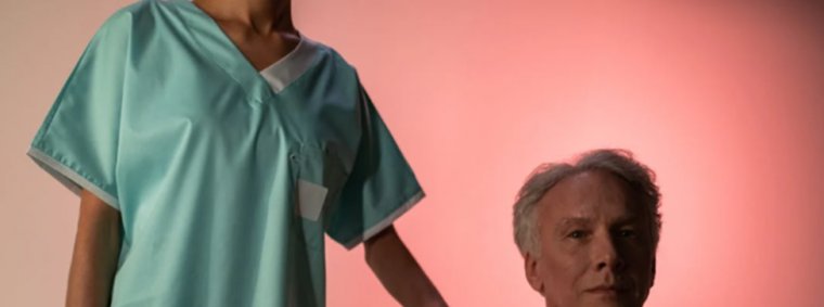 A compassionate adult-gerontology primary care nurse practitioner consulting with an elderly patient in a clinic, emphasizing the importance of preventive and holistic healthcare for aging adults.