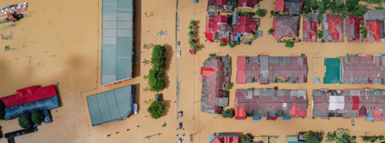 Community social workers offering counseling and relief support after a natural disaster.